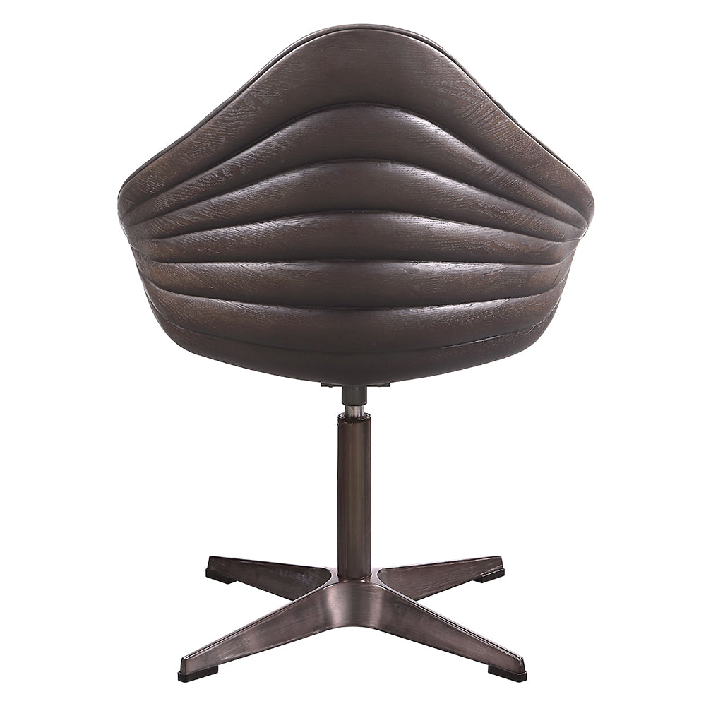 ACME Pipino Antique Ebony Top Grain Leather Accent Chair with Swivel Model AC02582