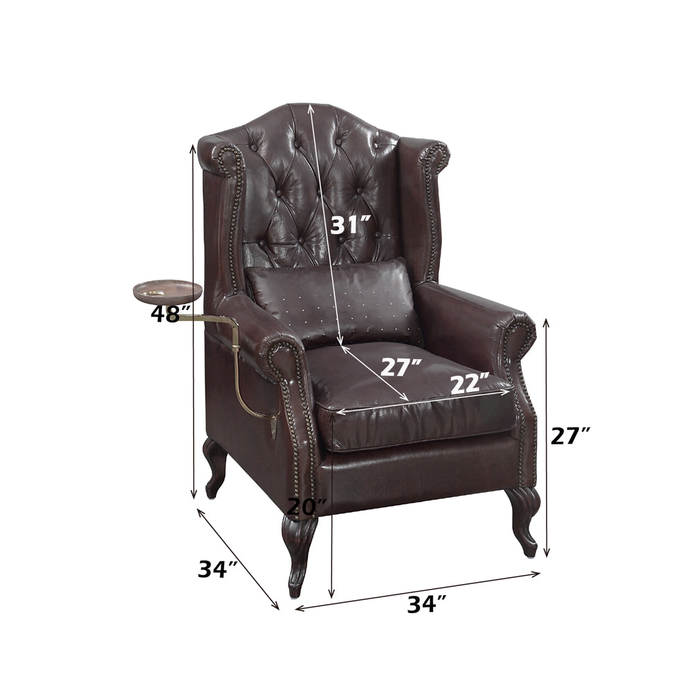 ACME Pino Vintage Brown Top Grain Leather Accent Chair Model AC02994