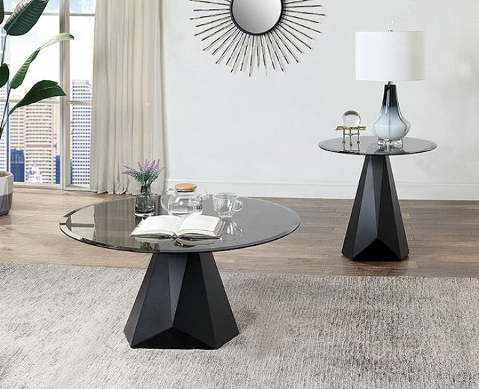 Furniture of America Bishop Black/Gray Contemporary End Table Model CM4192BK-E-TABLE
