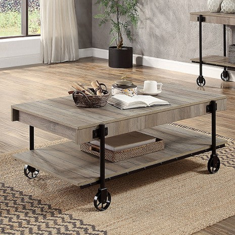 Furniture of America Lobb Natural Tone/Black Industrial Coffee Table Model CM4217A-C