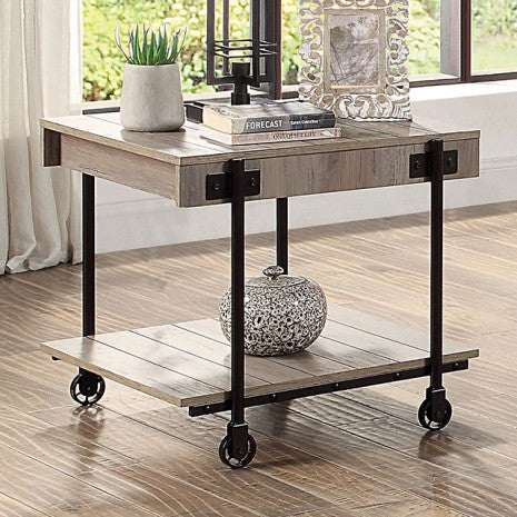 Furniture of America Lobb Natural Tone/Black Industrial End Table Model CM4217A-E