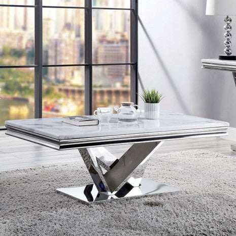 Furniture of America Villarsglane Chrome Glam Coffee Table Model CM4284C-TABLE