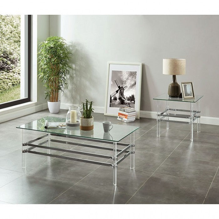 Furniture of America Trofa Chrome Contemporary End Table Model CM4351E