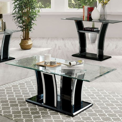 Furniture of America Staten Glossy Black/Chrome Contemporary Coffee Table Model CM4372BK-C-PK