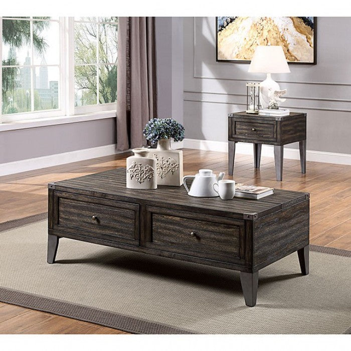 Furniture of America Piedmont Dark Oak Industrial End Table Model CM4387E