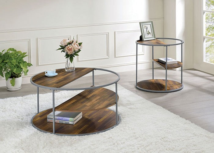 Furniture of America Orrin Gray/Walnut Industrial End Table Model CM4396GY-E