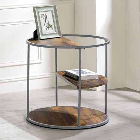 Furniture of America Orrin Gray/Walnut Industrial End Table Model CM4396GY-E