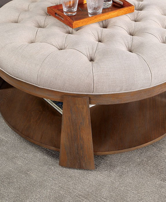 Furniture of America Guis Natural Tone/Beige Transitional Ottoman Model CM4411BG-C