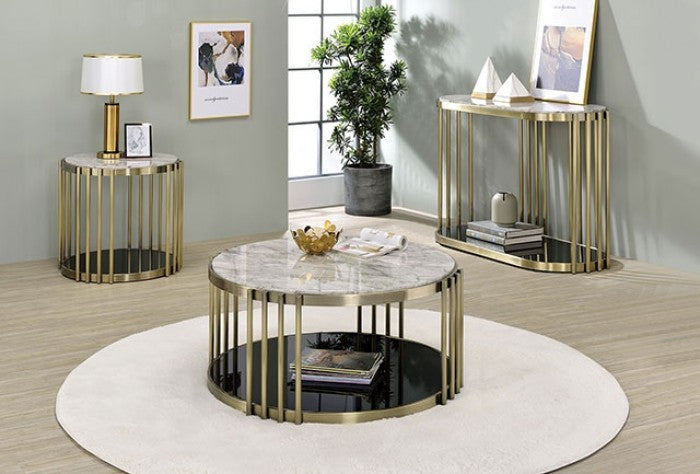 Furniture of America Ofelia Antique Brass/Black Glam End Table Model CM4558E