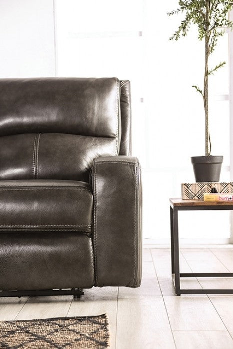 Furniture of America Soterios Charcoal Transitional Power Recliner Model CM9924DG-CH-PM