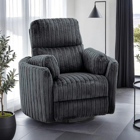 Furniture of America Belper Dark Gray Contemporary Power Glider Recliner W/ Swivel Model FM-AC8018DG-PM