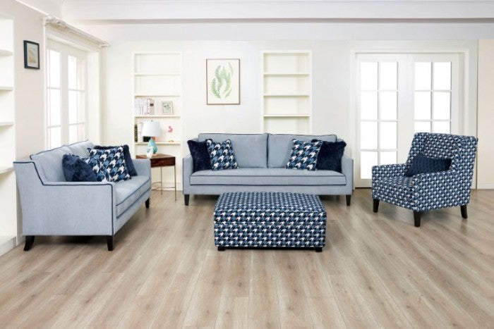 Furniture of America Colindale Gray/Blue Transitional Accent Chair Model FM61111BL-CH-PT