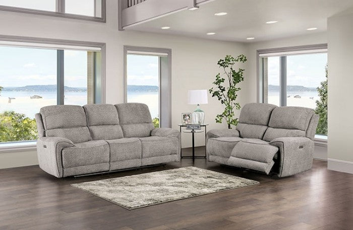 Furniture of America Morcote Light Gray Transitional Power Recliner Model FM62001LG-CH-PM