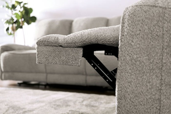 Furniture of America Morcote Light Gray Transitional Power Recliner Model FM62001LG-CH-PM