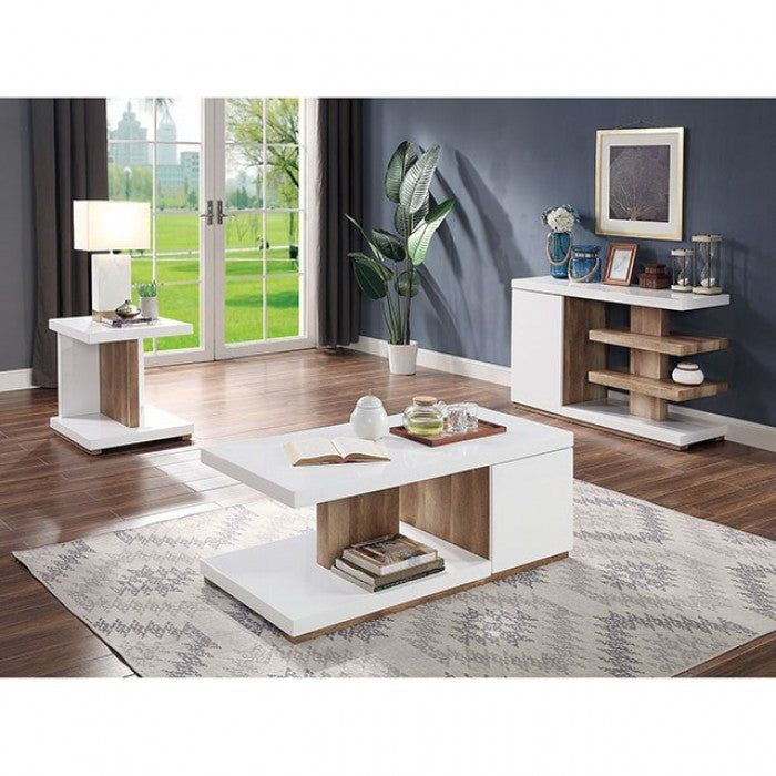 Furniture of America Moa White/Natural Tone Contemporary Sofa Table Model FOA4495S