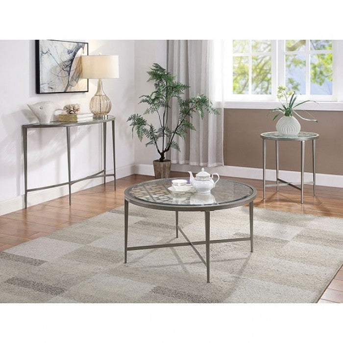 Furniture of America Freja Silver Contemporary End Table Model FOA4743E