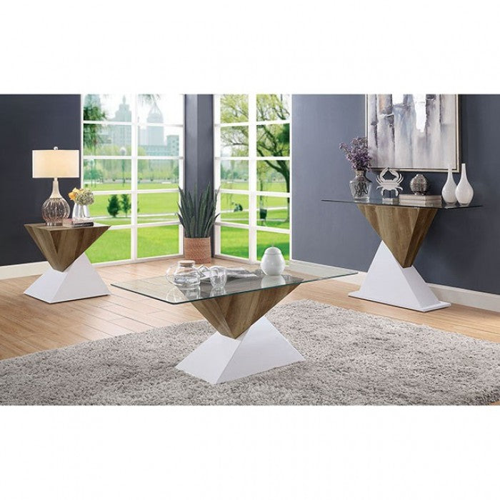 Furniture of America Bima White/Natural Tone Contemporary Sofa Table Model FOA4746S-TABLE