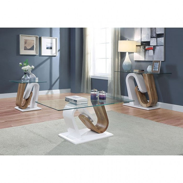 Furniture of America Batam White/Natural Tone Contemporary Coffee Table Model FOA4748C-TABLE