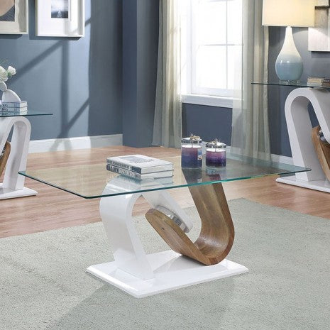 Furniture of America Batam White/Natural Tone Contemporary Coffee Table Model FOA4748C-TABLE