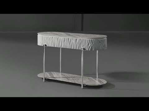 ACME Yukino Gray High Gloss & Chrome Sofa Table Model LV02413
