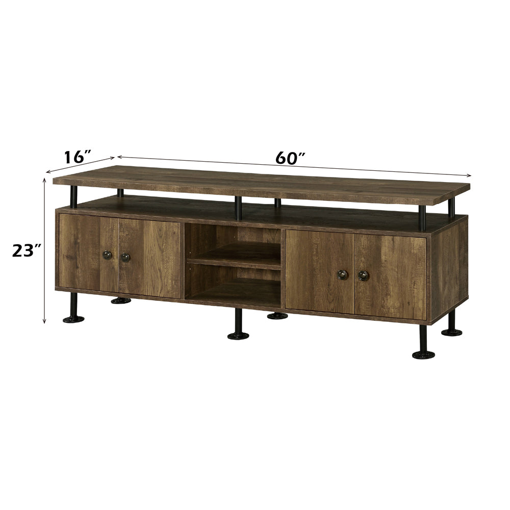 ACME Ensata II Rustic Oak & Black TV Stand Model LV00142