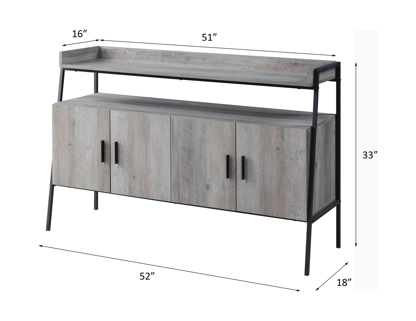 ACME Samiya Gray Oak & Black TV Stand Model LV00151