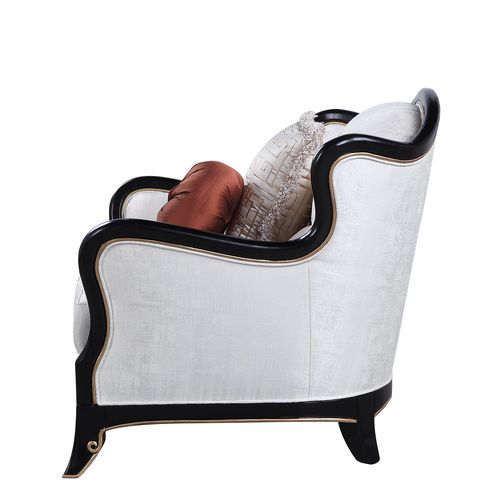 ACME Nurmive Beige Fabric Loveseat with 6 Pillows Model LV00252