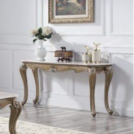 ACME Elozzol Natural Marble Top & Antique Bronze Coffee Table Model LV00302
