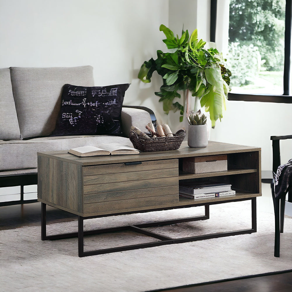 ACME Homare Rustic Oak & Black Coffee Table Model LV00323