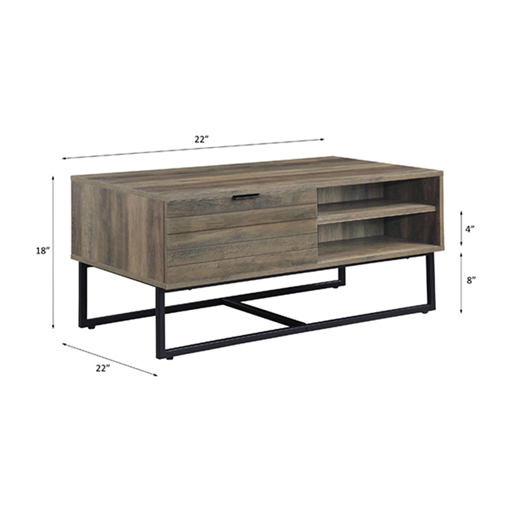 ACME Homare Rustic Oak & Black Coffee Table Model LV00323
