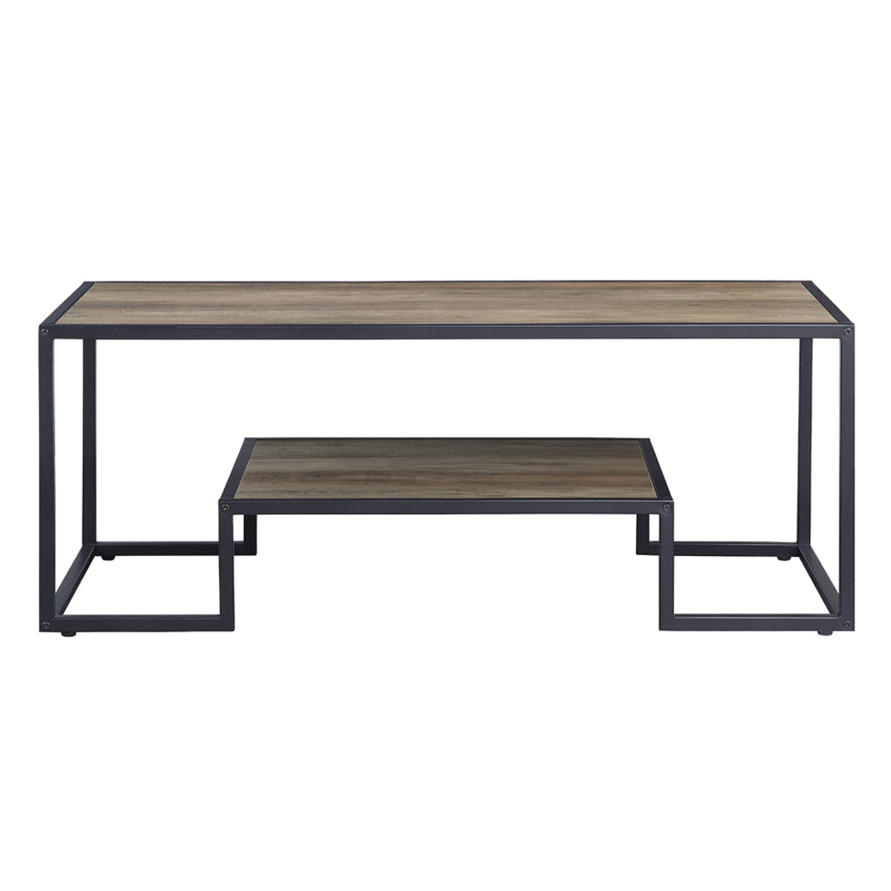 ACME Idella Rustic Oak & Black Coffee Table Model LV00324