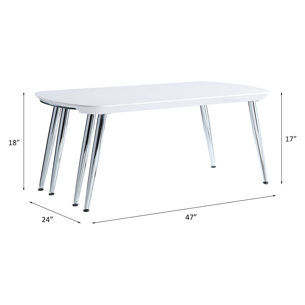 ACME Patina White & Chrome Coffee Table Model LV00363