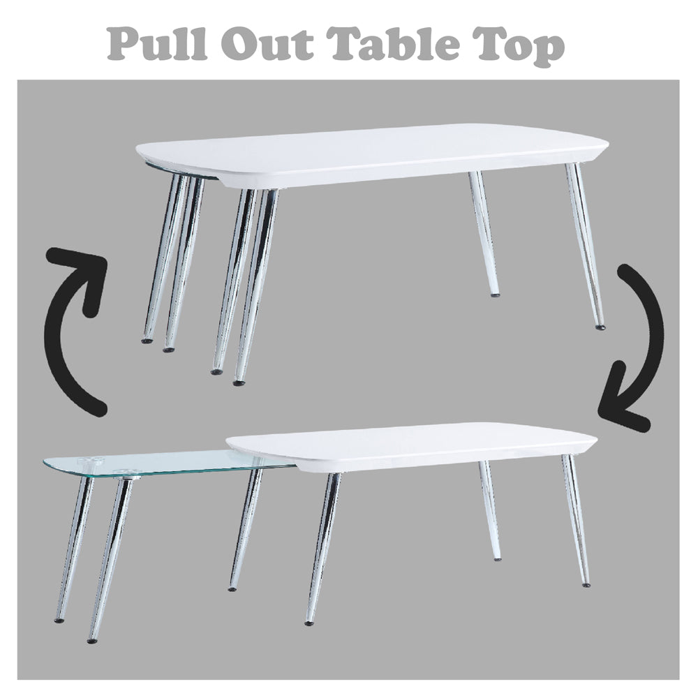 ACME Patina White & Chrome Coffee Table Model LV00363