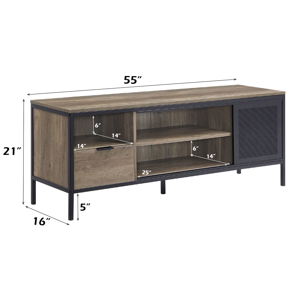ACME Nantan Rustic Oak & Black TV Stand Model LV00404