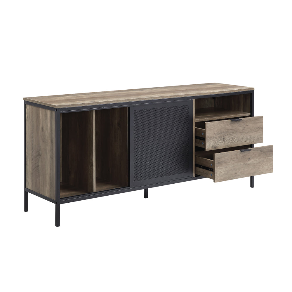 ACME Nantan Rustic Oak & Black TV Stand Model LV00405
