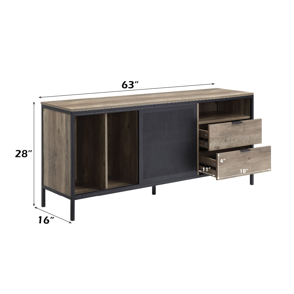 ACME Nantan Rustic Oak & Black TV Stand Model LV00405
