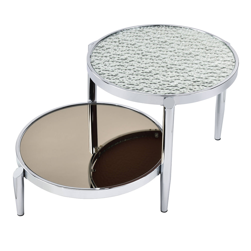 ACME Abbe Glass & Chrome Coffee Table Model LV00572