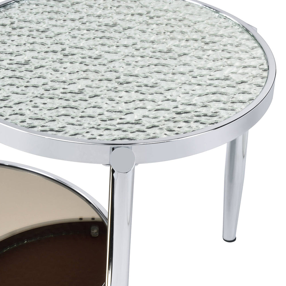 ACME Abbe Glass & Chrome Coffee Table Model LV00572