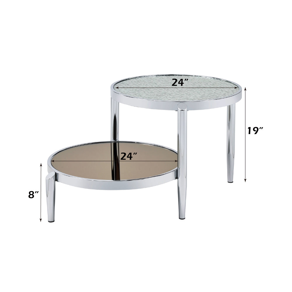 ACME Abbe Glass & Chrome Coffee Table Model LV00572