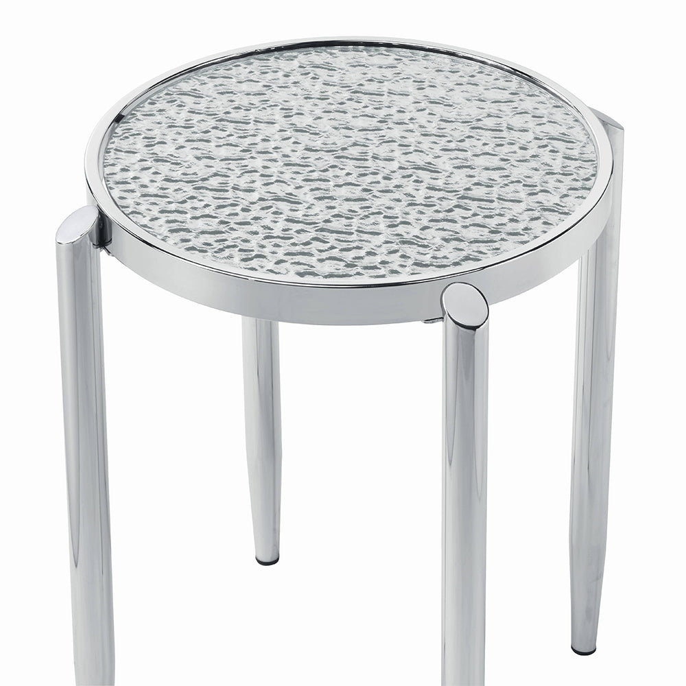 ACME Abbe Glass & Chrome End Table Model LV00573