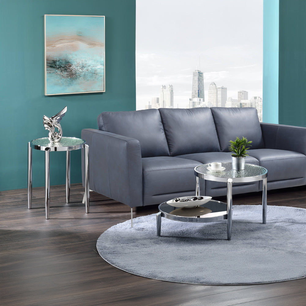 ACME Abbe Glass & Chrome End Table Model LV00573