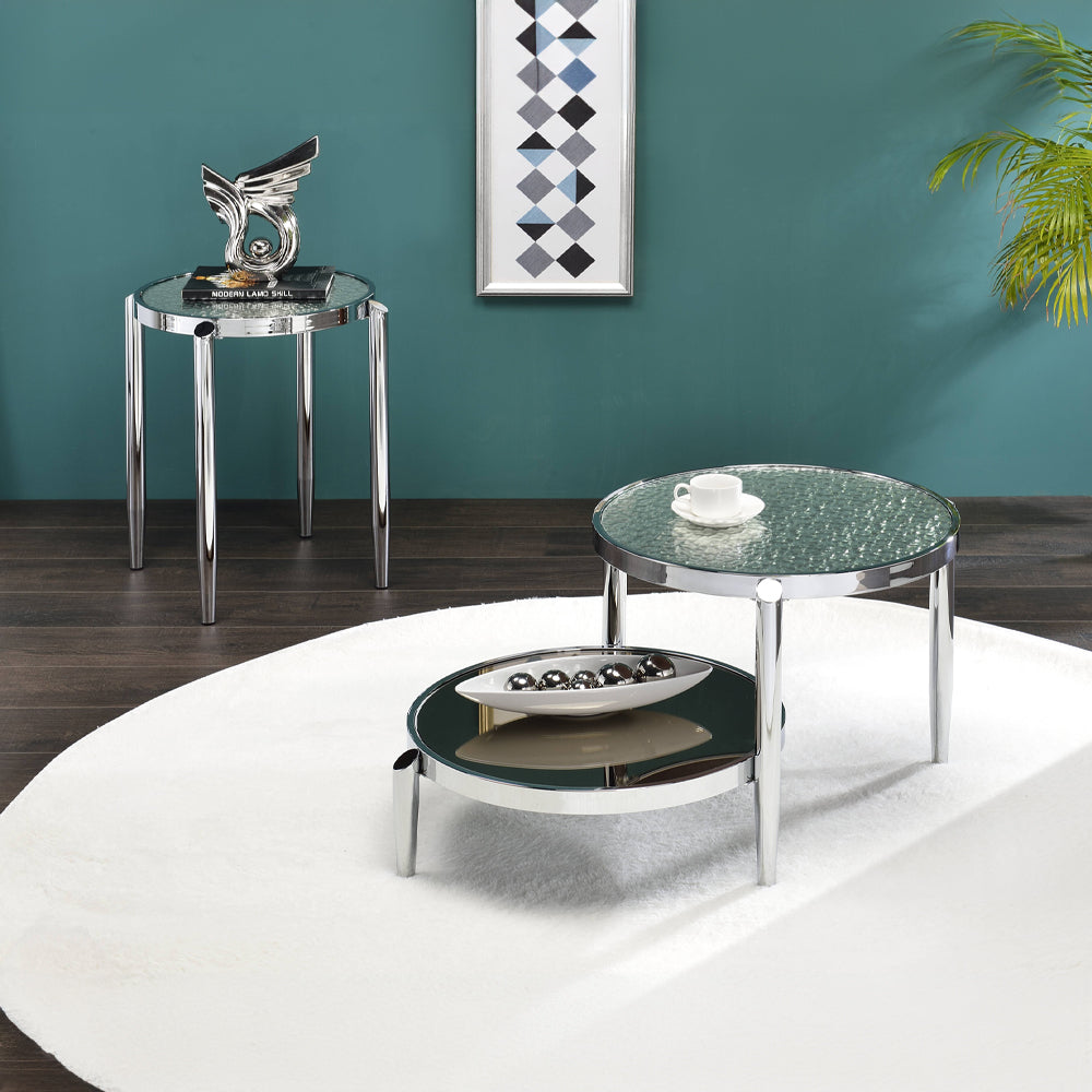 ACME Abbe Glass & Chrome End Table Model LV00573