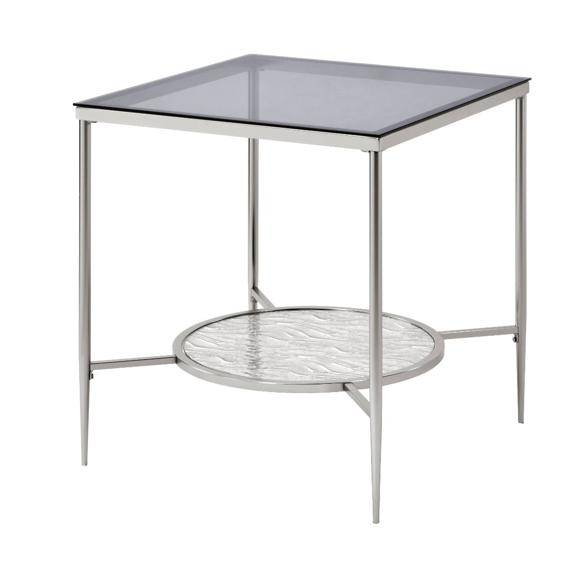ACME Adelrik Glass & Chrome End Table Model LV00575