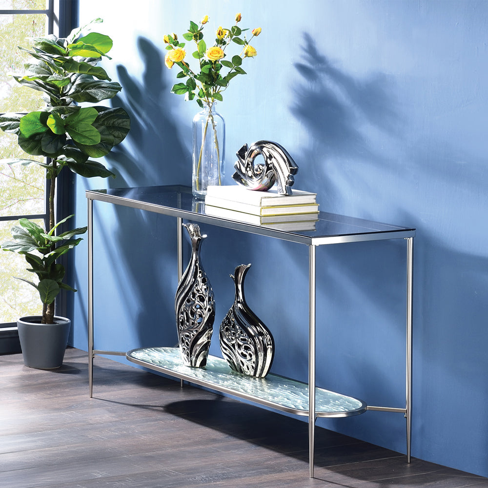 ACME Adelrik Glass & Chrome Sofa Table Model LV00576