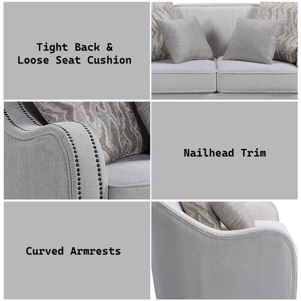 ACME Mahler Beige Linen Loveseat with 4 Pillows Model LV00579