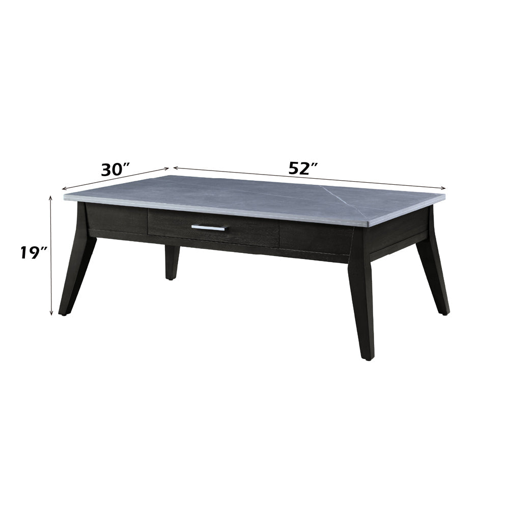 ACME Zemocryss Sintered Stone Top & Dark Brown Coffee Table Model LV00608