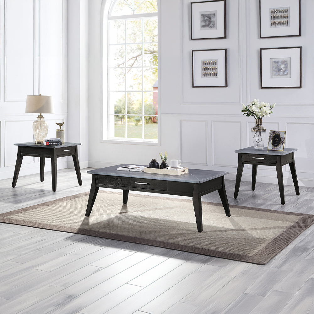 ACME Zemocryss Sintered Stone Top & Dark Brown Coffee Table Model LV00608