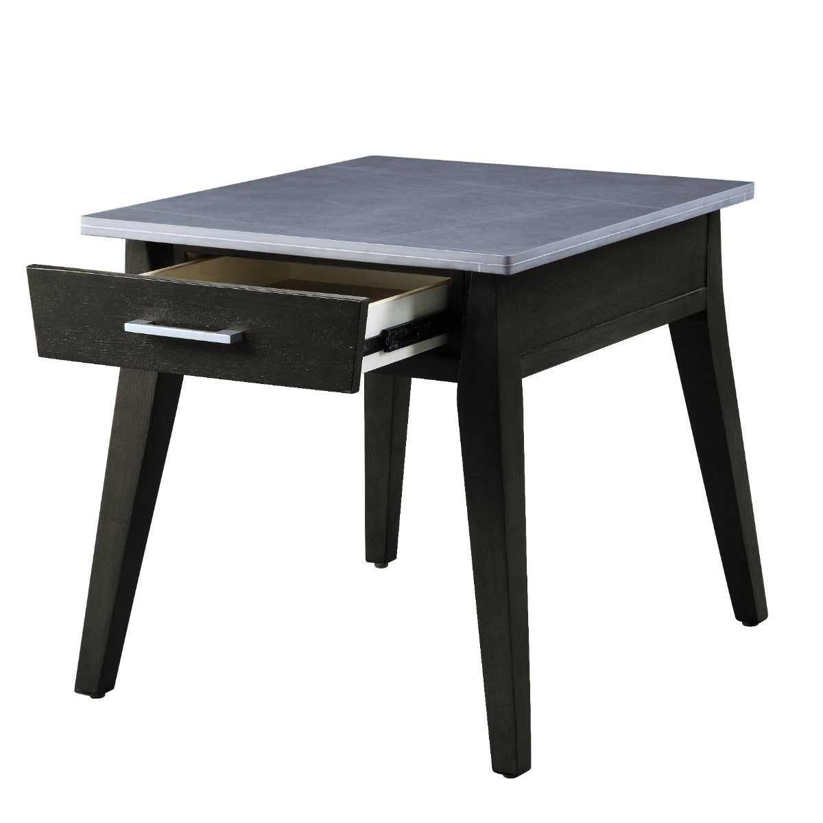 ACME Zemocryss Sintered Stone Top Marble Top & Dark Brown End Table Model LV00609