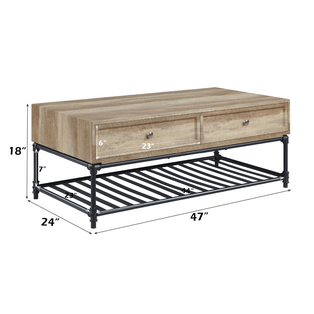 ACME Brantley Oak & Sandy Black Coffee Table Model LV00748