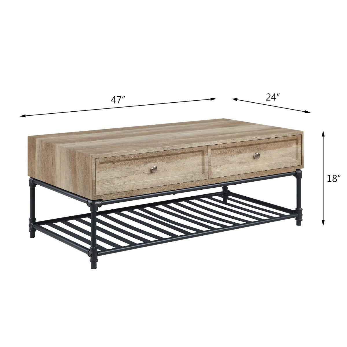 ACME Brantley Oak & Sandy Black Coffee Table Model LV00748